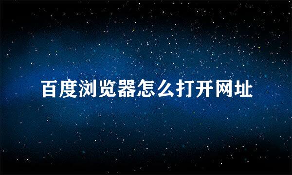 百度浏览器怎么打开网址