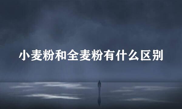 小麦粉和全麦粉有什么区别