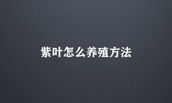 紫叶怎么养殖方法
