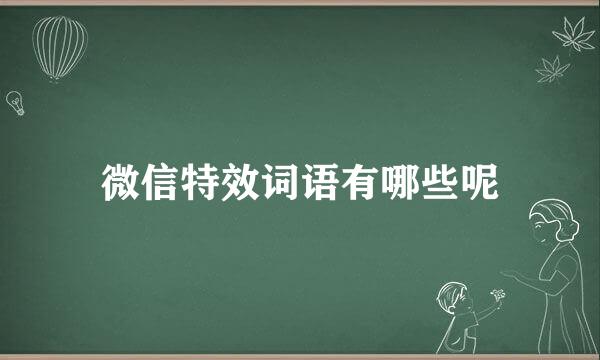 微信特效词语有哪些呢