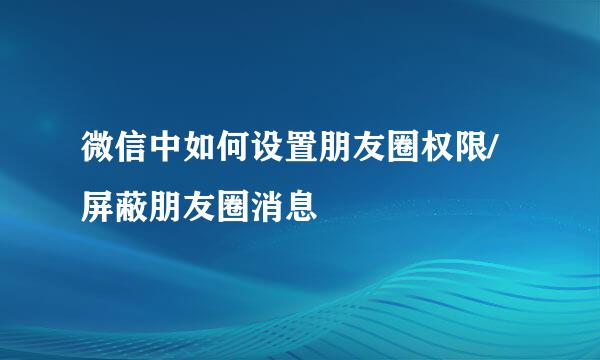 微信中如何设置朋友圈权限/屏蔽朋友圈消息