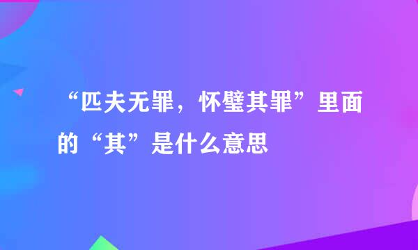 “匹夫无罪，怀璧其罪”里面的“其”是什么意思