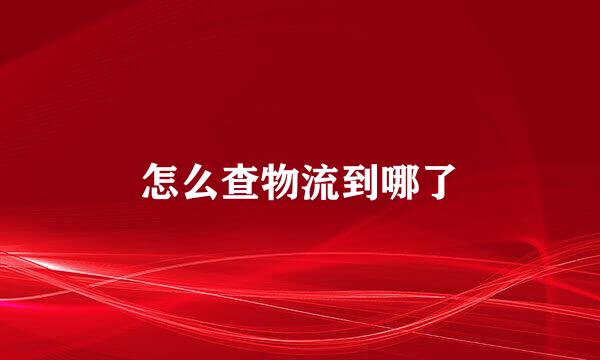 怎么查物流到哪了