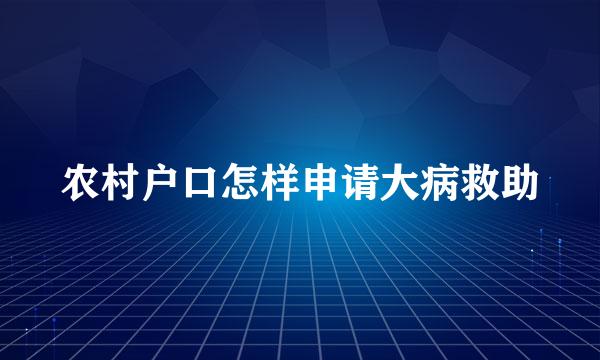 农村户口怎样申请大病救助
