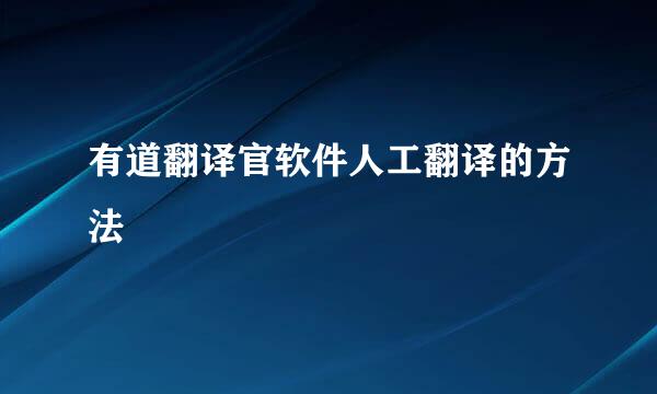 有道翻译官软件人工翻译的方法