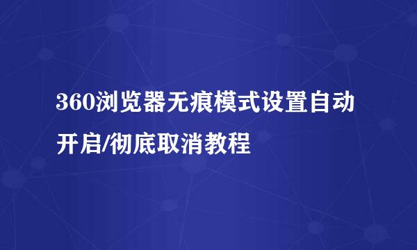 360浏览器无痕模式设置自动开启/彻底取消教程