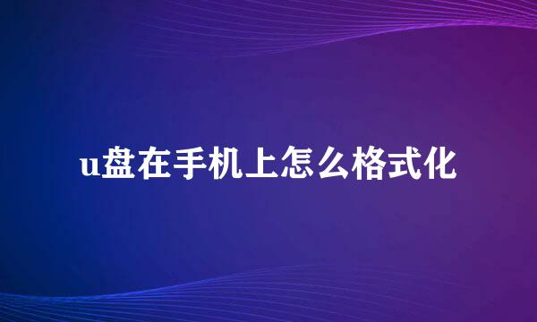 u盘在手机上怎么格式化