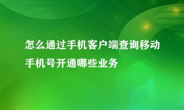 怎么通过手机客户端查询移动手机号开通哪些业务