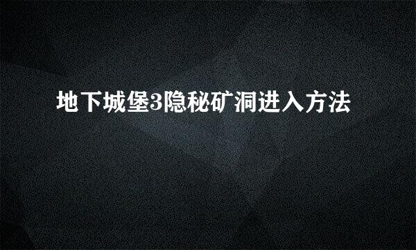 地下城堡3隐秘矿洞进入方法