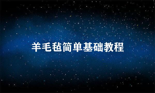 羊毛毡简单基础教程