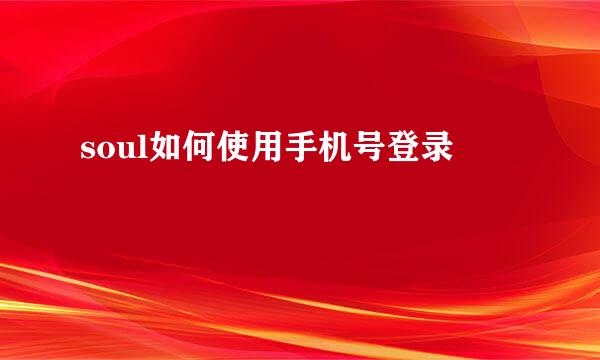 soul如何使用手机号登录