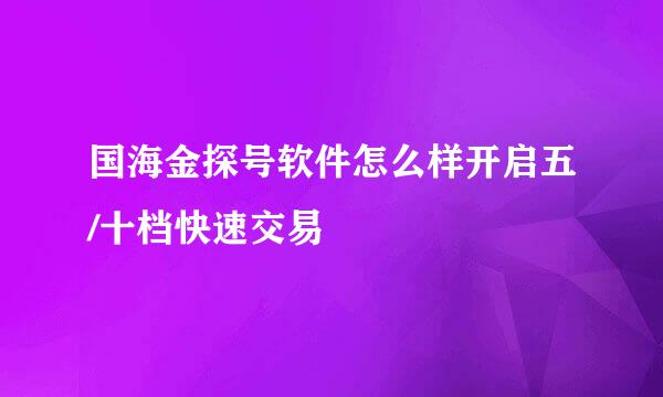 国海金探号软件怎么样开启五/十档快速交易