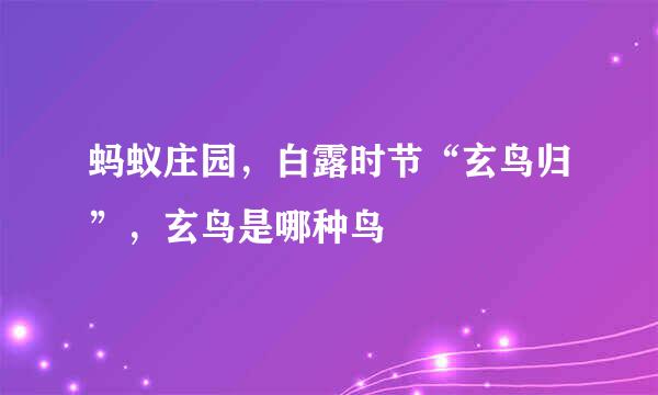 蚂蚁庄园,白露时节“玄鸟归”,玄鸟是哪种鸟