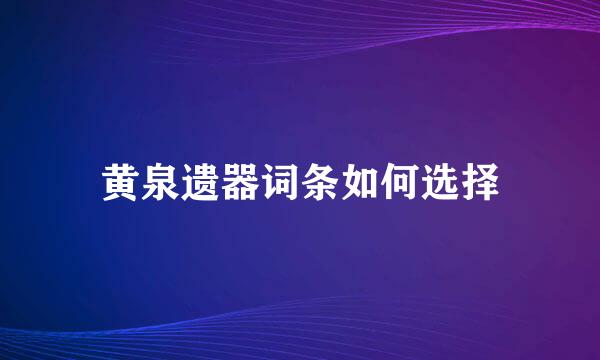 黄泉遗器词条如何选择