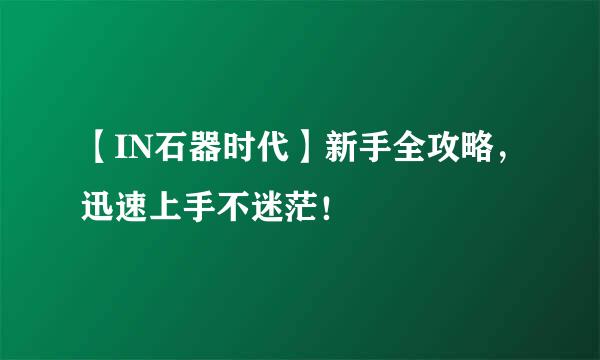 【IN石器时代】新手全攻略,迅速上手不迷茫!