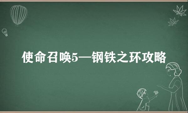 使命召唤5—钢铁之环攻略