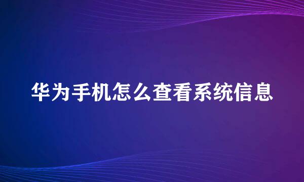 华为手机怎么查看系统信息