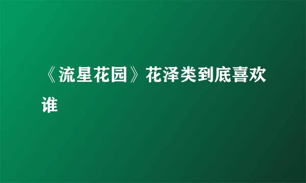 《流星花园》花泽类到底喜欢谁