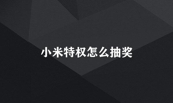 小米特权怎么抽奖