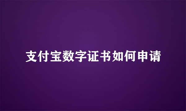 支付宝数字证书如何申请