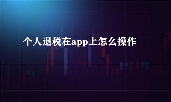 个人退税在app上怎么操作