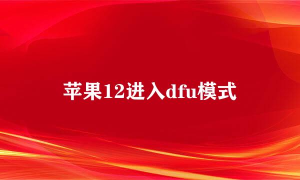 苹果12进入dfu模式