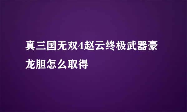真三国无双4赵云终极武器豪龙胆怎么取得