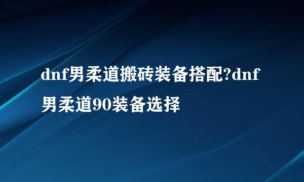 dnf男柔道搬砖装备搭配?dnf男柔道90装备选择