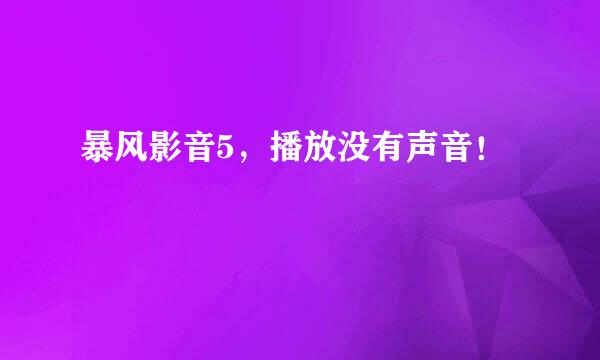 暴风影音5,播放没有声音!