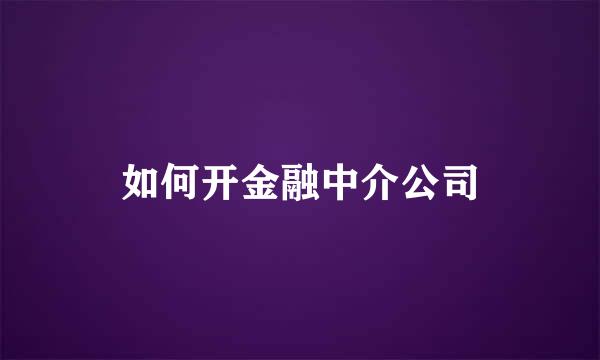 如何开金融中介公司