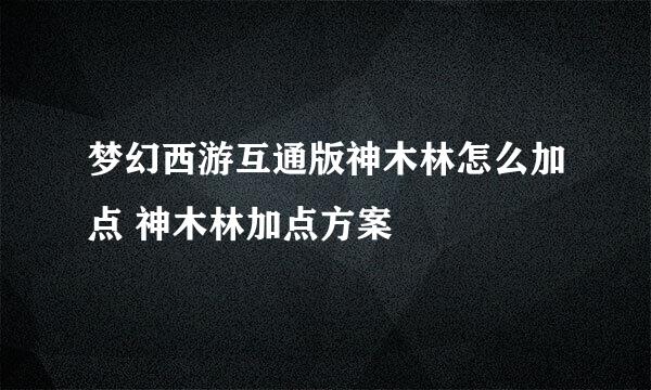 梦幻西游互通版神木林怎么加点 神木林加点方案