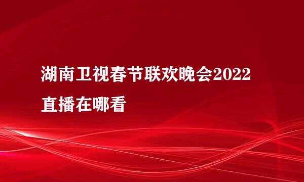 湖南卫视春节联欢晚会2022直播在哪看