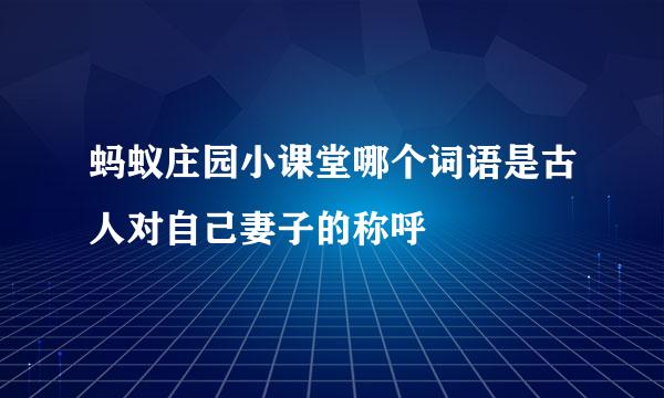 蚂蚁庄园小课堂哪个词语是古人对自己妻子的称呼