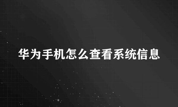 华为手机怎么查看系统信息
