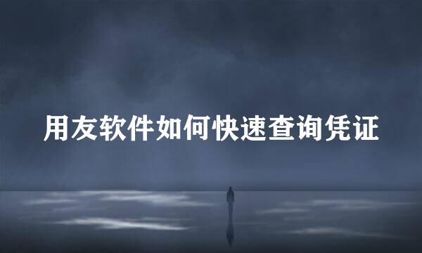 用友软件如何快速查询凭证