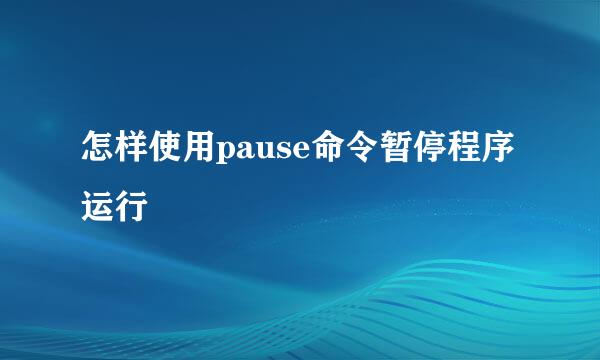 怎样使用pause命令暂停程序运行