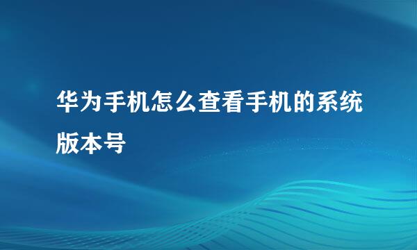 华为手机怎么查看手机的系统版本号