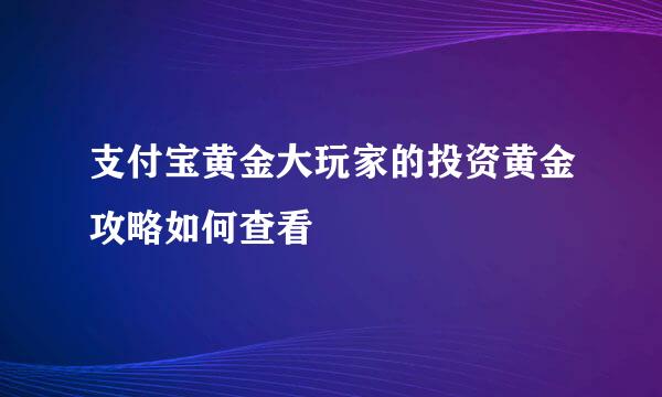 支付宝黄金大玩家的投资黄金攻略如何查看