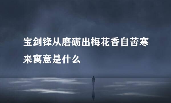 宝剑锋从磨砺出梅花香自苦寒来寓意是什么