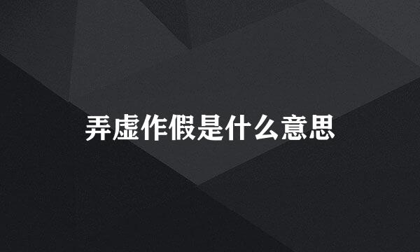 弄虚作假是什么意思