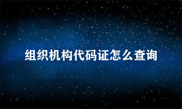 组织机构代码证怎么查询