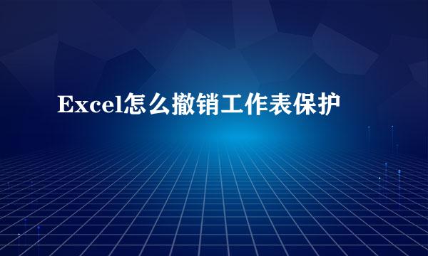 Excel怎么撤销工作表保护