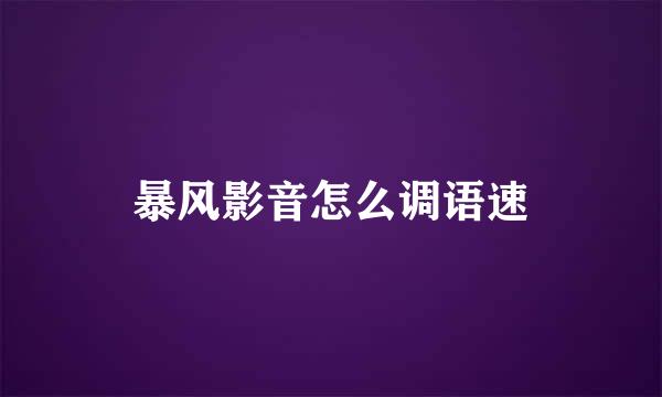 暴风影音怎么调语速