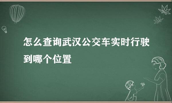 怎么查询武汉公交车实时行驶到哪个位置