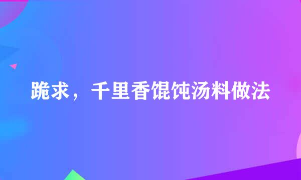 跪求，千里香馄饨汤料做法