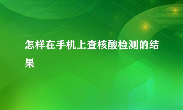 怎样在手机上查核酸检测的结果