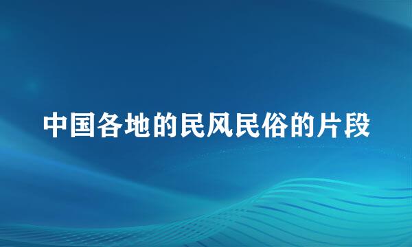 中国各地的民风民俗的片段