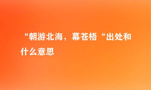 “朝游北海，幕苍梧“出处和什么意思