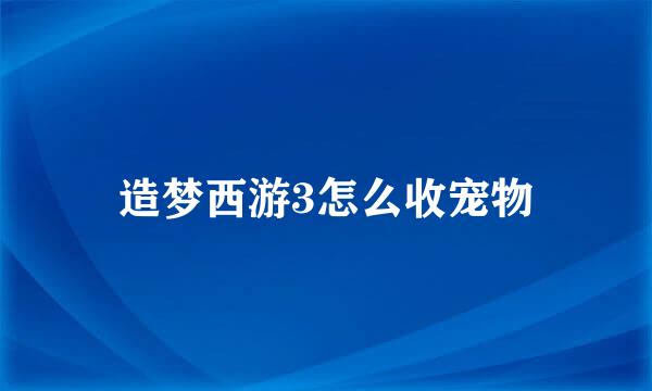 造梦西游3怎么收宠物