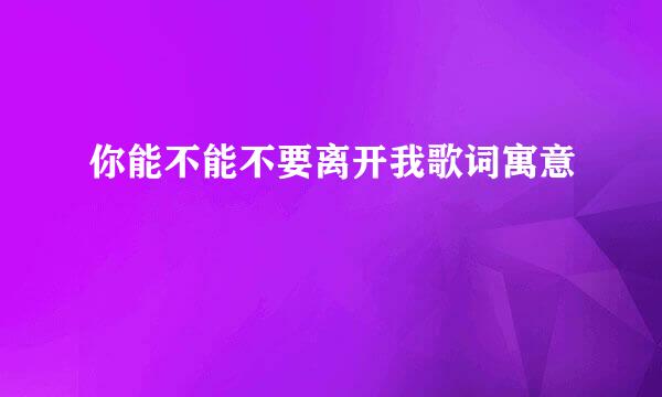你能不能不要离开我歌词寓意